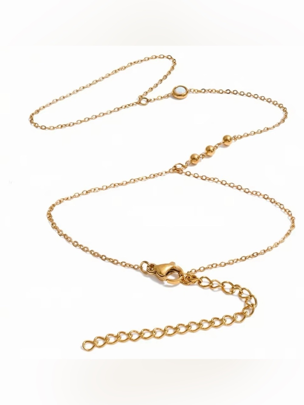 Sara Sotti Stainless Steel Natural Opal Gold Tone Hand Chain